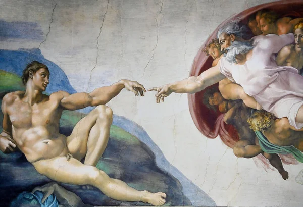 Painting Creation Adam Michelangelo Sistine Chapel — Stock Photo, Image