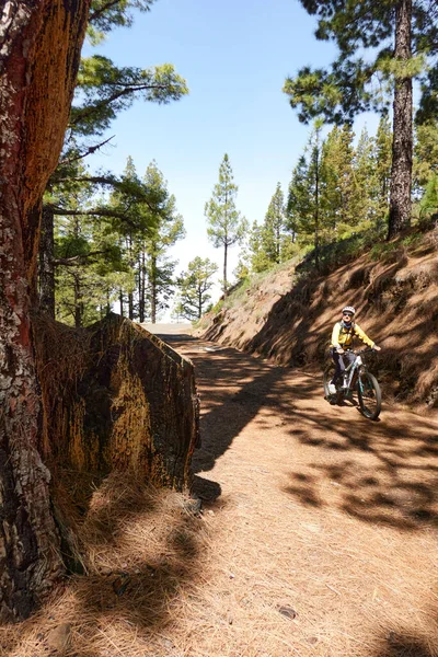 Ciclista Montagna Nella Parte Occidentale Dell Isola Palma Canary Spagna — Foto Stock