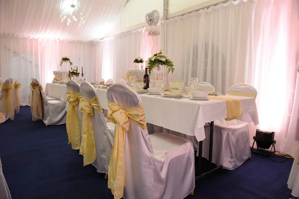 Snapshot Wedding Table Setting Elegant Decor Event Hall — Stock Photo, Image