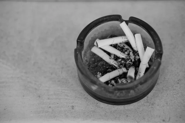 Used Cigarette Buds Laying Full Ashtray — Stock Photo, Image