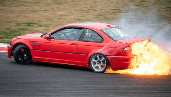E46 drifting on the racing circuit