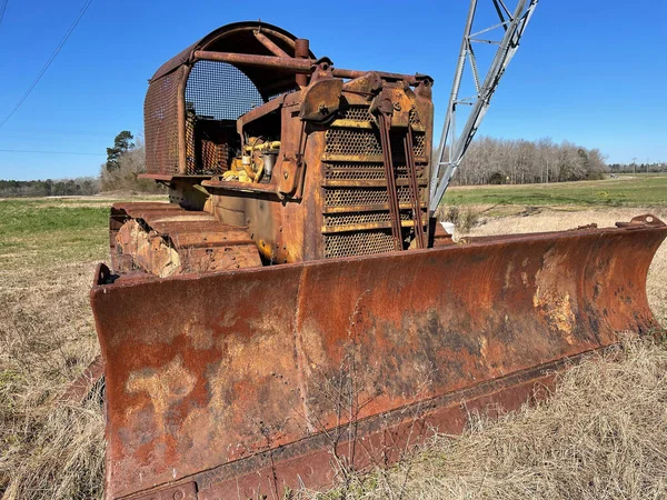 Burke County Usa Eski Paslı Traktör Küreği Mavi Gökyüzü — Stok fotoğraf