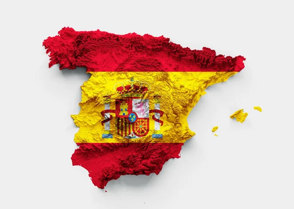 Illustration Spain Flag Themed Map Isolated White Background — Stock Photo, Image