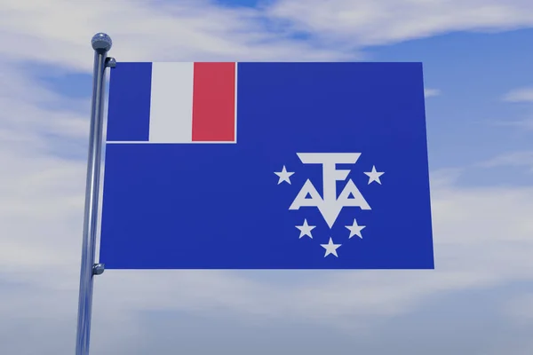 Una Ilustración Bandera Los Territorios Australes Franceses Con Asta Bandera —  Fotos de Stock