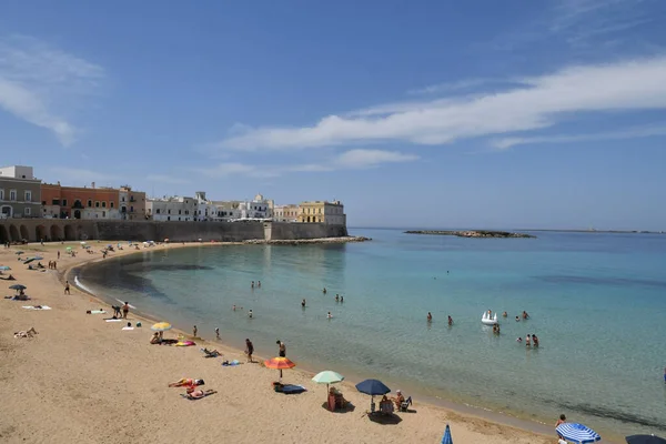 Plaża Pod Starym Miastem Gallipoli Prowincji Lecce — Zdjęcie stockowe