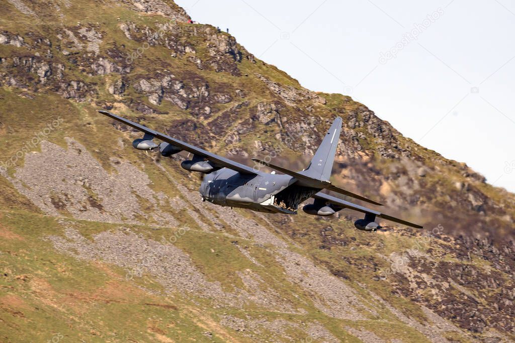 The USAF MC-130J Hercules from the 67th Special Operations Squadron in Mach Loop, North Wales