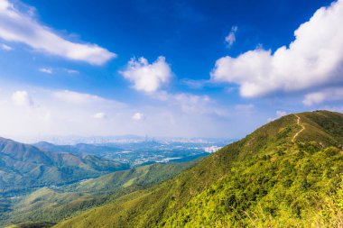 Dağlar ve bitkilerle dolu doğal bir manzara
