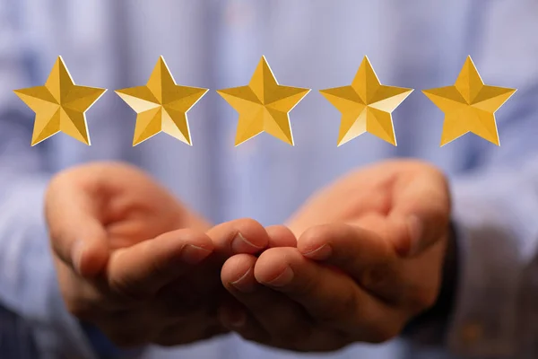 Person Hand Illustrative Five Stars Floating Hands Concept High Quality — Stock Photo, Image