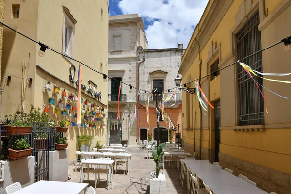 Úzká Ulice Mezi Starými Domy Galatiny Staré Vesnice Provincii Lecce — Stock fotografie