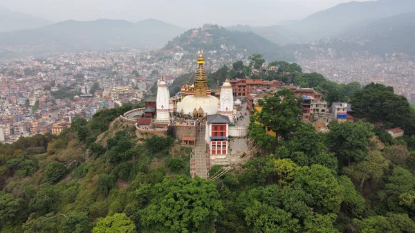 Bird Eye View Swayambhu Religious Complex Bright Sunlight Kathmandu Nepal — Stock Photo, Image