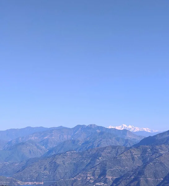 Vista Volo Uccello Sul Lago Tehri Catena Montuosa Himalayana Ricoperta — Foto Stock