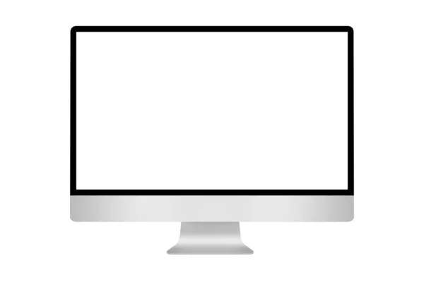 白い背景に白いブランクスクリーンを持つコンピュータディスプレイのイラスト — ストック写真