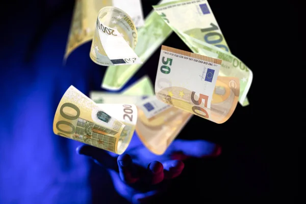 Closeup Illustrated Euro Icons Hand — Stock Photo, Image
