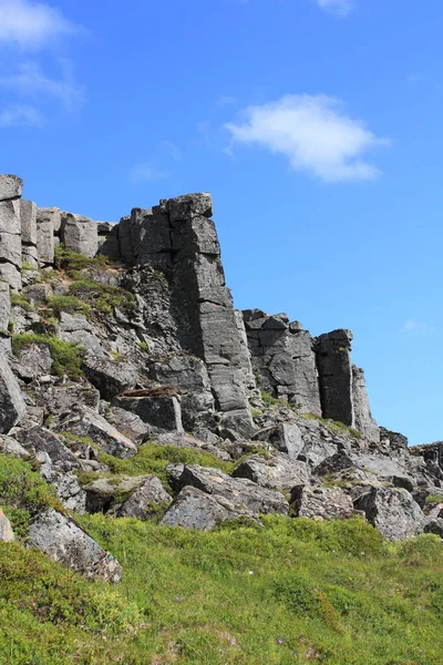 Dramatic Hexagon Shaped Basalt Lava Columns Snaefellsnes Iceland — Stock Photo, Image