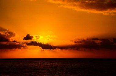 Tenerife Kanarya Adası İspanya 'da Atlantik Okyanusunda Güneş Batıyor