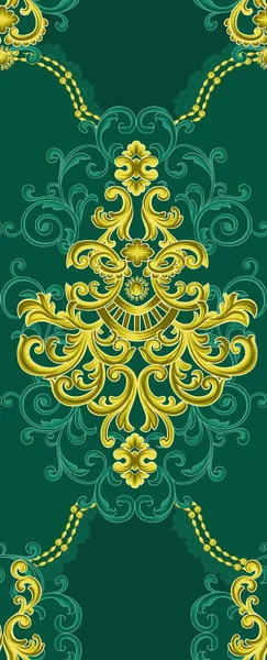 A Seamless vintage pattern ornament design on a green background