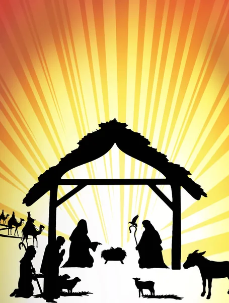 Illustration Nativity Scene Baby Jesus Silhouettes Manger — Stock Photo, Image