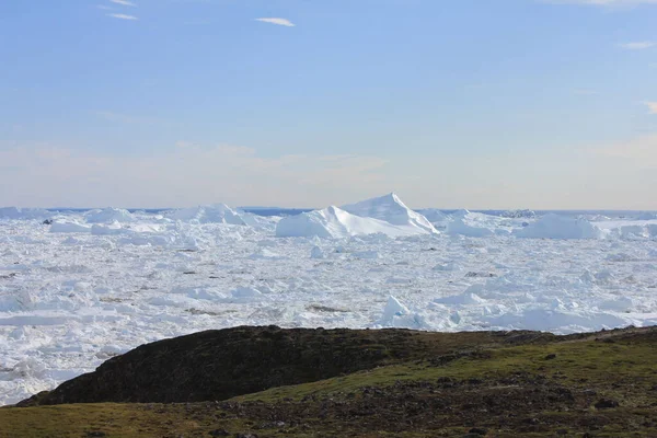 Kustlandskap Med Isfält Horisontellt Ilulissat Grönland — Stockfoto