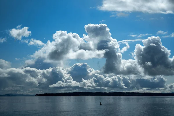 The storm clouds over a sea in Vancouver Island, BC Canada