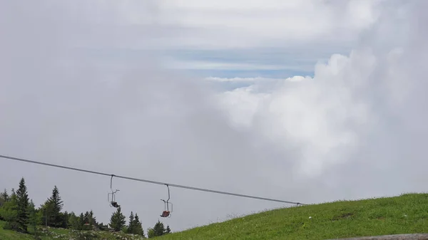 Mountain Ropeway People Cloudy Day Velika Planina Slovenia — Stock Photo, Image