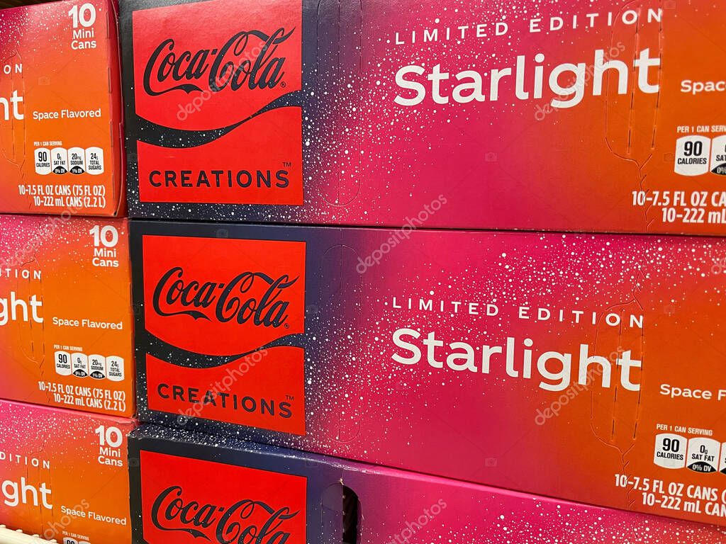 Grovetown, Ga USA - 05 03 22: Retail store Coke Starlight limited edition 12 pack display