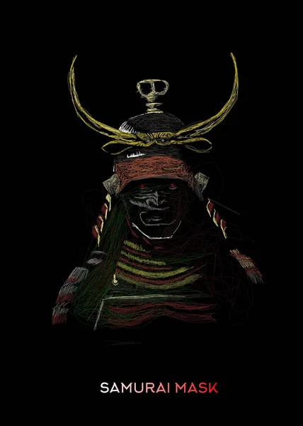 Rendering Samurai Mask Creature Black Background — Stock Photo, Image