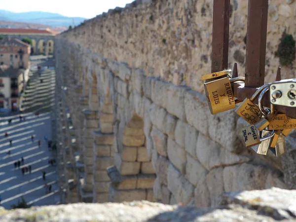 Vacker Bild Lås Älskare Segovia — Stockfoto