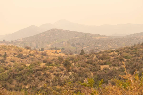 View of Smoke Filled air Hazy from Crook\'s Fire in Prescott Valley, Arizona