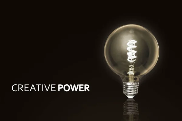 Eine Wiedergabe Einer Hellen Glühbirne Mit Creative Power Text Auf — Stockfoto
