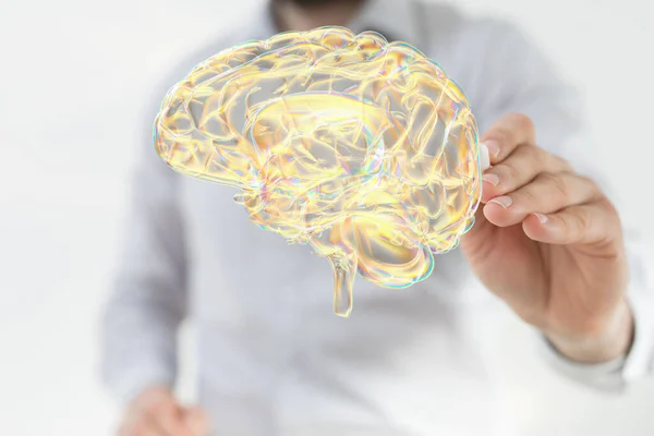 Återgivning Holografisk Digital Stil Mänsklig Hjärna — Stockfoto