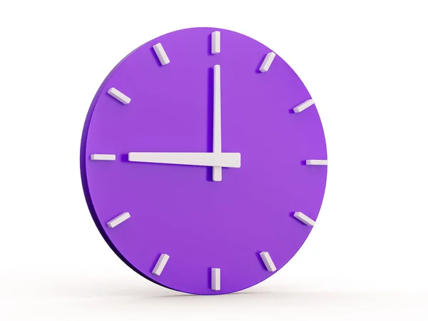Minimal Abstract Rendering Purple Wall Clock White Background Time Nine — Stock Photo, Image