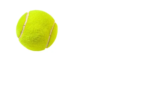 Tennisboll Övre Vänstra Sidan Vit Bakgrund Utrymme För Din Text — Stockfoto