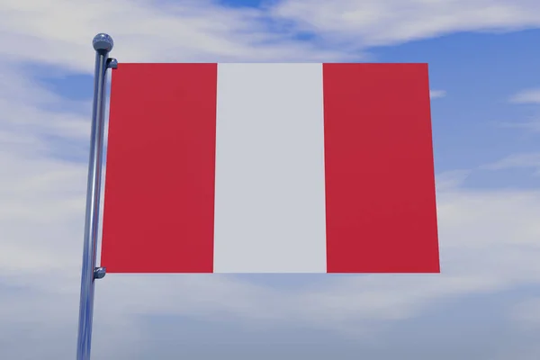Una Ilustración Bandera Perú Con Asta Bandera Cromo Cielo Azul —  Fotos de Stock