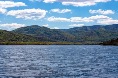 Landscape with the Danube seen from the Visegrad citadel - Hungary, river, day, sky