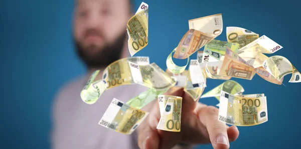 Closeup Shot Money Rain Euro Bills — Stock Photo, Image