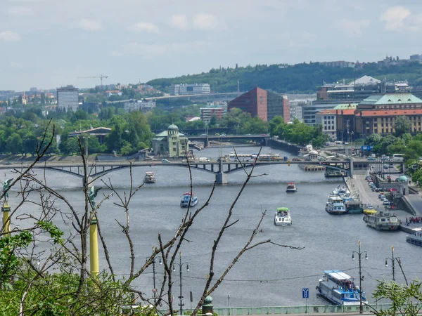 Eine Luftaufnahme Der Schönen Architektur Prag Tschechien Bei Bewölktem Himmel — Stockfoto