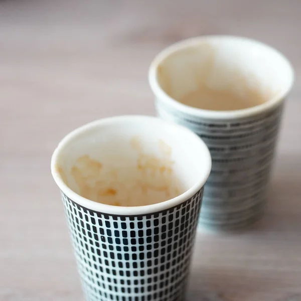 Vertical Closeup Paper Espresso Cups Table — Stock Photo, Image