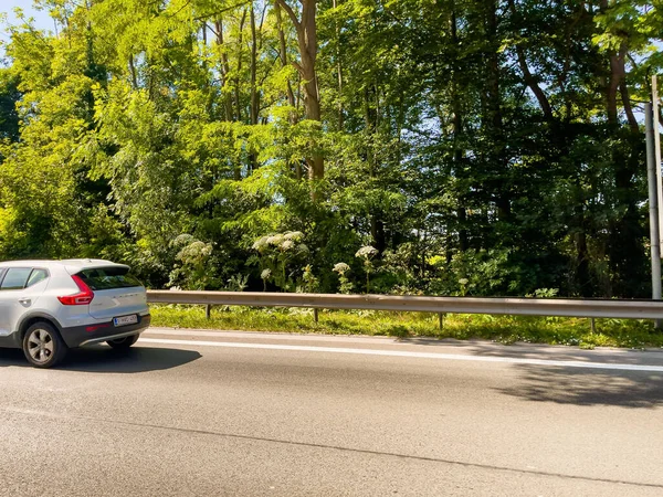 Belçika 'nın kırsal kesiminde araba penceresi manzarası