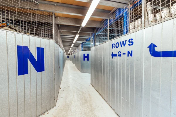A wide-ange shot of interior of a commercial storage facility in London, England, United Kingdom