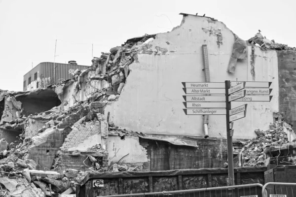 Demolition Work Cologne City Center Cologne Cathedral Black White Phpto — Stock Photo, Image