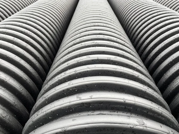Augusta Usa Construction Area Materials Large Rubber Sewage Tubing Rows — Stock Photo, Image