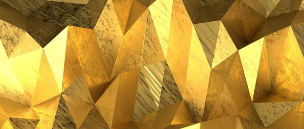 the 3D shaped golden polygonal pattern illustration