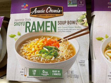 Grovetown, Ga USA - 12 21 21: Retail grocery store Fancy ramen noodle bowl