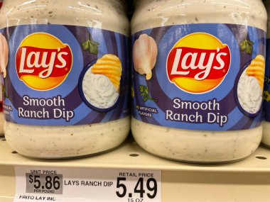 Grovetown, Ga USA - 05 03 22: Retail store chip dip Lays ranch and price tag