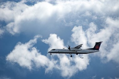 An air Canada landing at Victoria International Airport, Victoria, BC Canada
