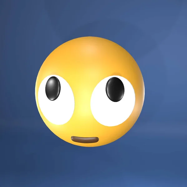 Rendering Yellow Emoji Face Rolling Eyes Isolated Blue Background — Stock Photo, Image