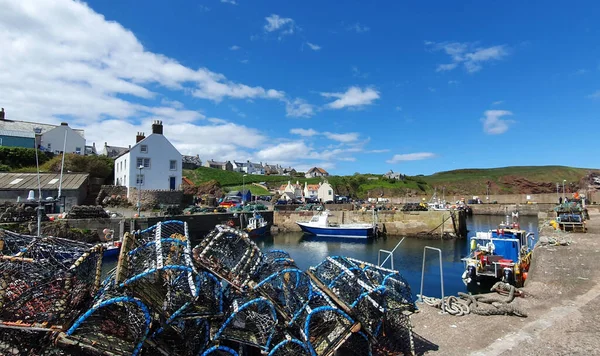 Outdoor View Abbs Harbour Scotland Clear Blue Sky — Stockfoto