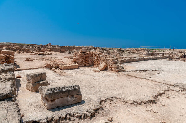 A beautiful view of old ancient stones at the Paphos Archaeological Park