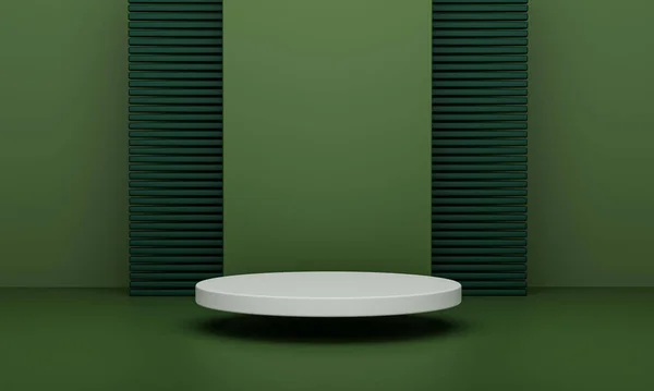 Fundo Forma Geométrica Abstrata Com Pódio Minimalista Verde Branco — Fotografia de Stock