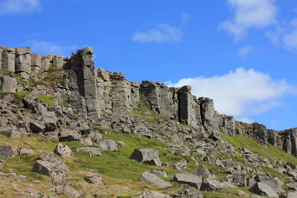 Dramatic Hexagon Shaped Basalt Lava Columns Snaefellsnes Iceland — Stock Photo, Image